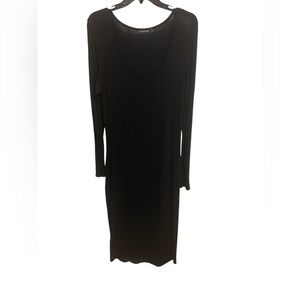 Pretty Little Thiing Black Midi Long Sleeve Dress Size 12